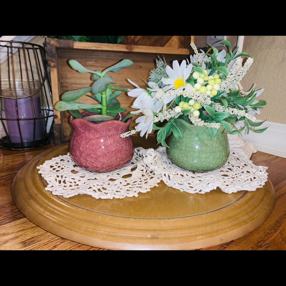 Small Purple & Green Pots